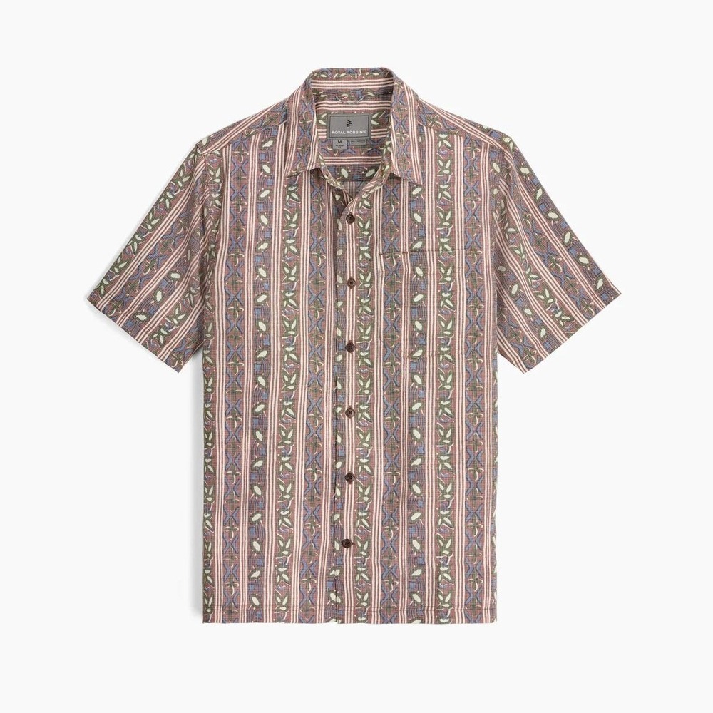 Royal Robbins Mens Camino Pucker SS Shirt Mahogany Botanist Pt Y12600137 NEW